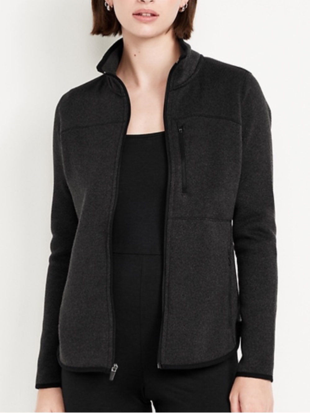Old Navy Fitted Sweater Fleece Zip Jacket, Black Jack, sz M